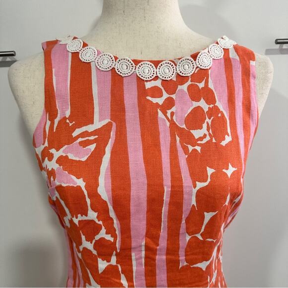 Lilly Pulitzer Size 4 Orange Pink Giraffe Print Mini Dress Summer Chic Coastal - Picture 6 of 16